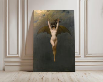 The Bat Woman By Albert Joseph Penot Canvas Art Print, Mythology Wall Art Home Decor