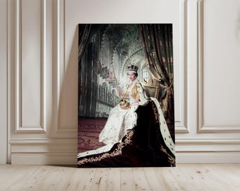 Queen Elizabeth II Coronation Canvas Print, Royal Home Decor