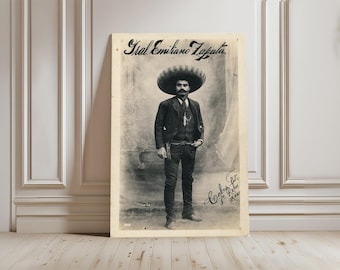 Emiliano Zapata Art Print, Mexican Revolutionary Leader Vintage Picture, 1918 Postcard Print Poster