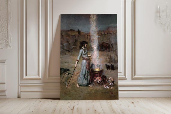 The Magic Circle Canvas Art Print – John William Waterhouse, Pre-Raphaelite Witch Decor