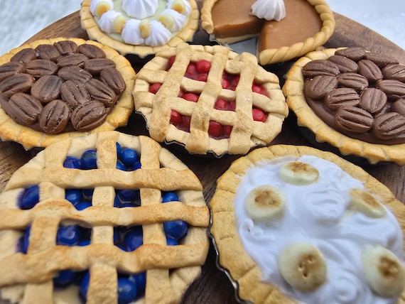 Handmade Polymer Clay Pie Magnets – Mini Bottle Cap Dessert Fridge Magnets