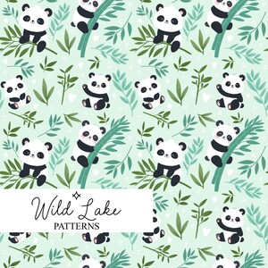 Pandas - Pacote de Estampas Sem Costura – 6 Combinações de Cores – 300 DPI – Download Digital