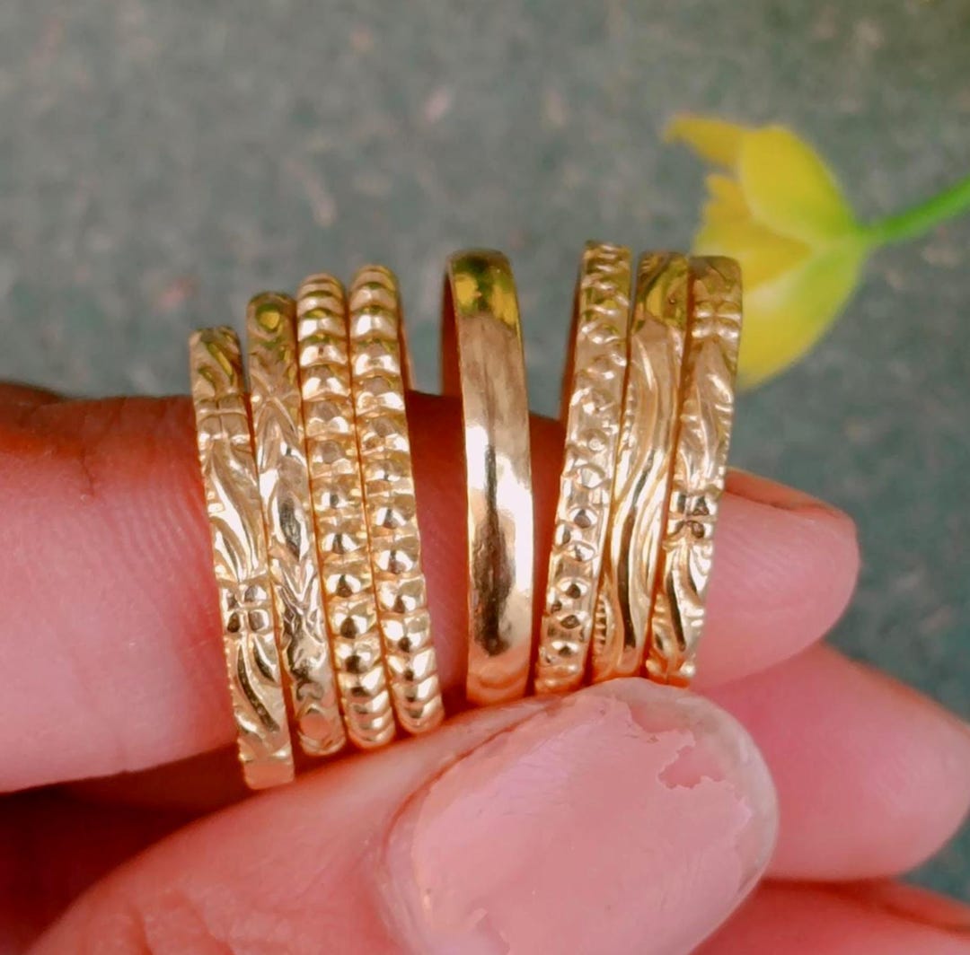 Handmade Gold Filled Stacking Rings: Set of 8 Thin Bands for Her - Etsy