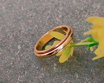 Handmade Gold Filled Hammered Spinner Ring: Anxiety Fidget Band for Unisex