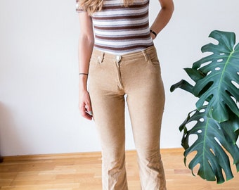 SALE Vintage sassy kick flare beige corduroy pants size 26 / XS