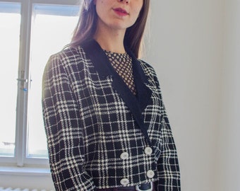 Vintage 80s Checkered Cher checked cropped blazer