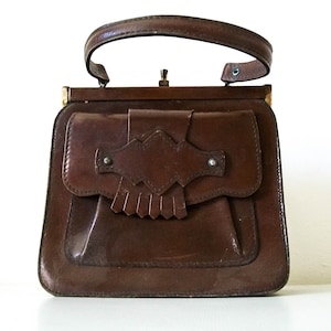 OFERTA Monedero estilo western vintage de los años 70 "Laurie" de piel color marrón castaño