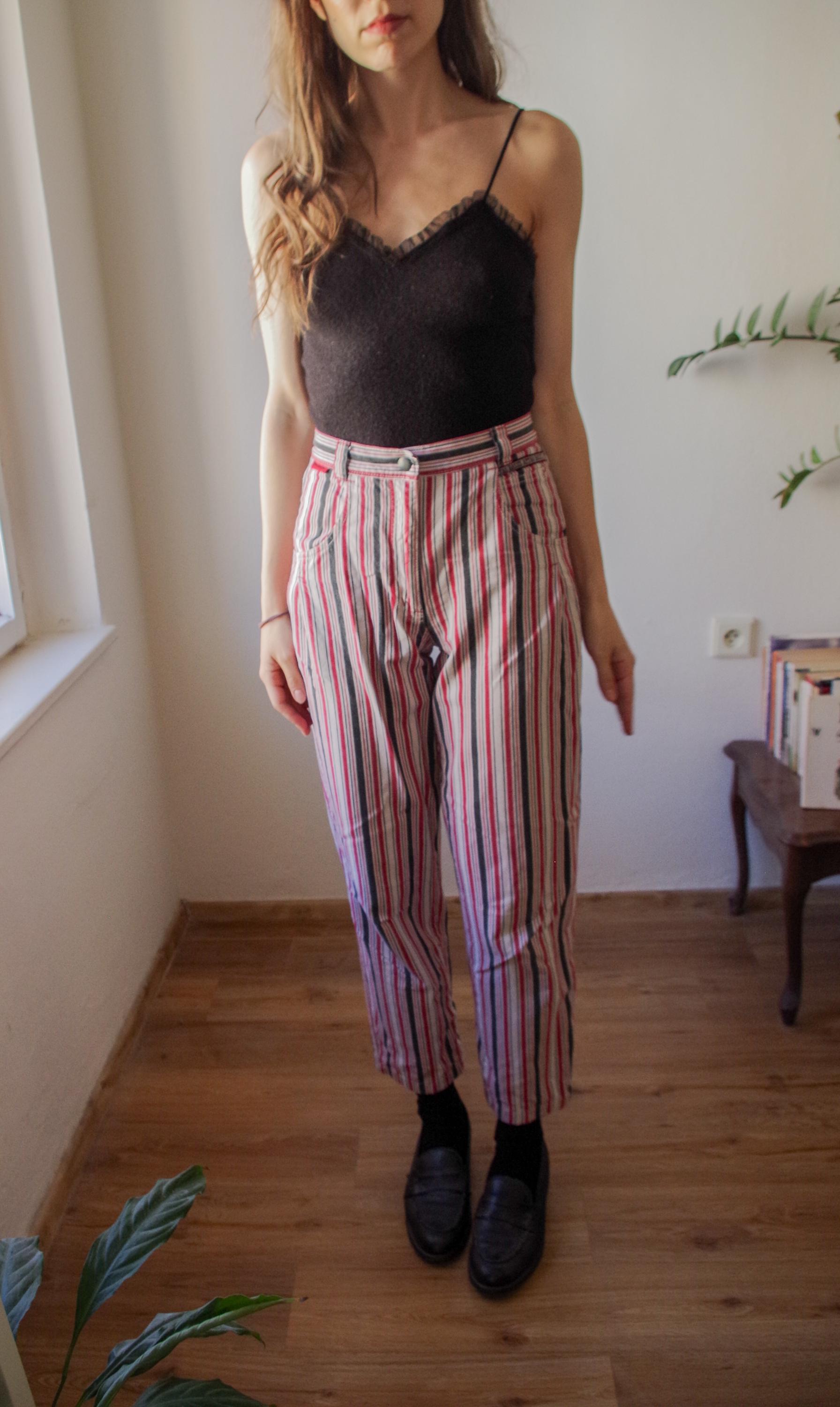 80s Pinstripe Black Pants - Etsy UK