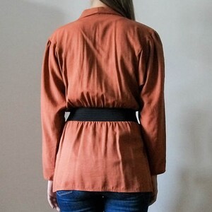 SALE Vintage 80s rust lighweight double breasted belted blazer jacket size S M image 5