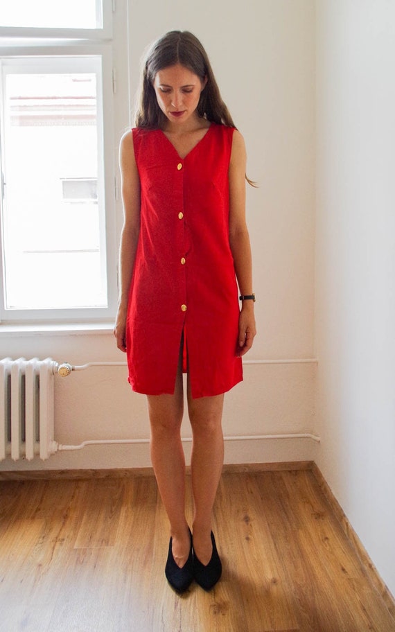 petite red shift dress Chic Red Dress - Shift Dress - Short Sleeve Dress