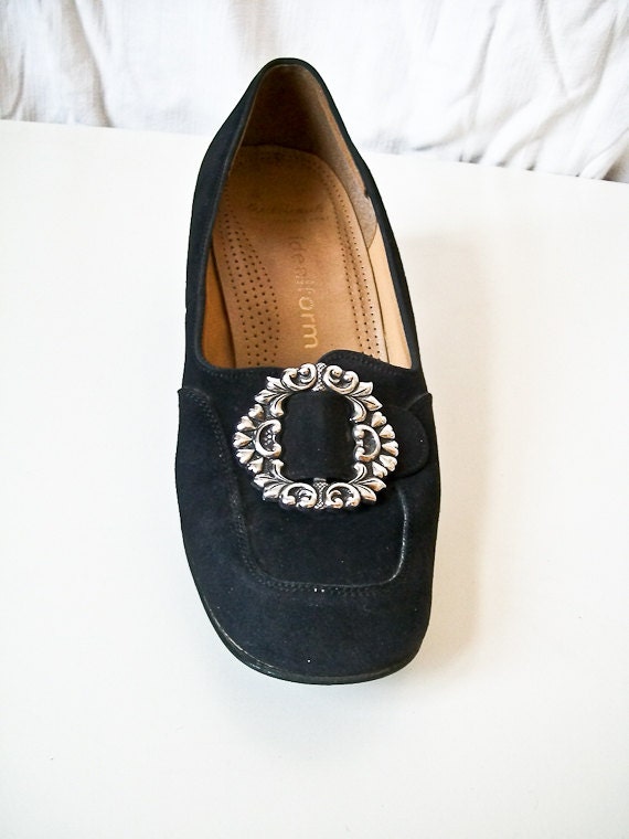 Vintage black suede loafer heels size 7 EU 37.5, 38 Vintage black suede loafer heels size 7 EU 37.5, 38