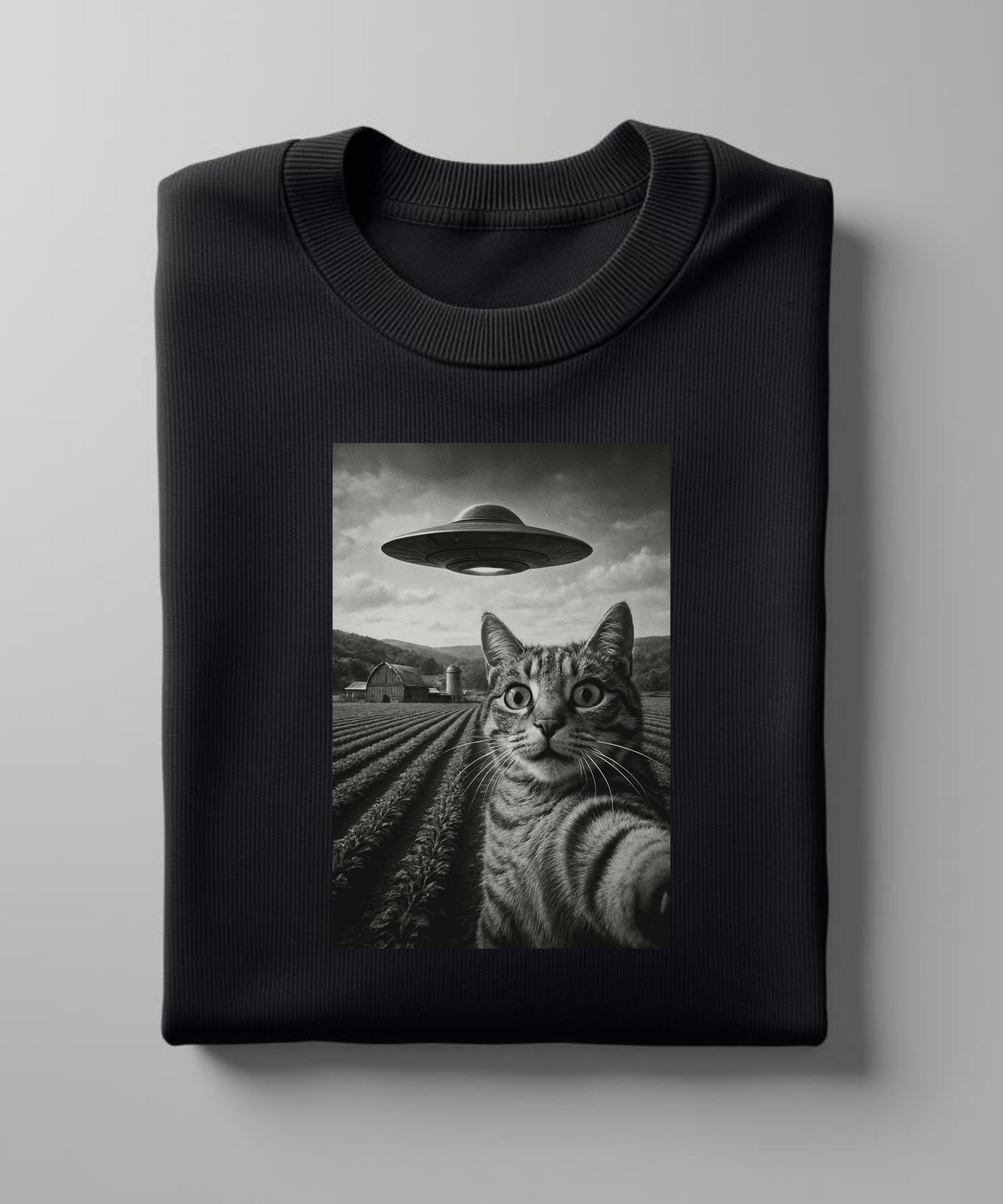 Alien Cat PNG, UFO Cat Art, Surreal Cat Illustration, Sci Fi Farm Cat ...