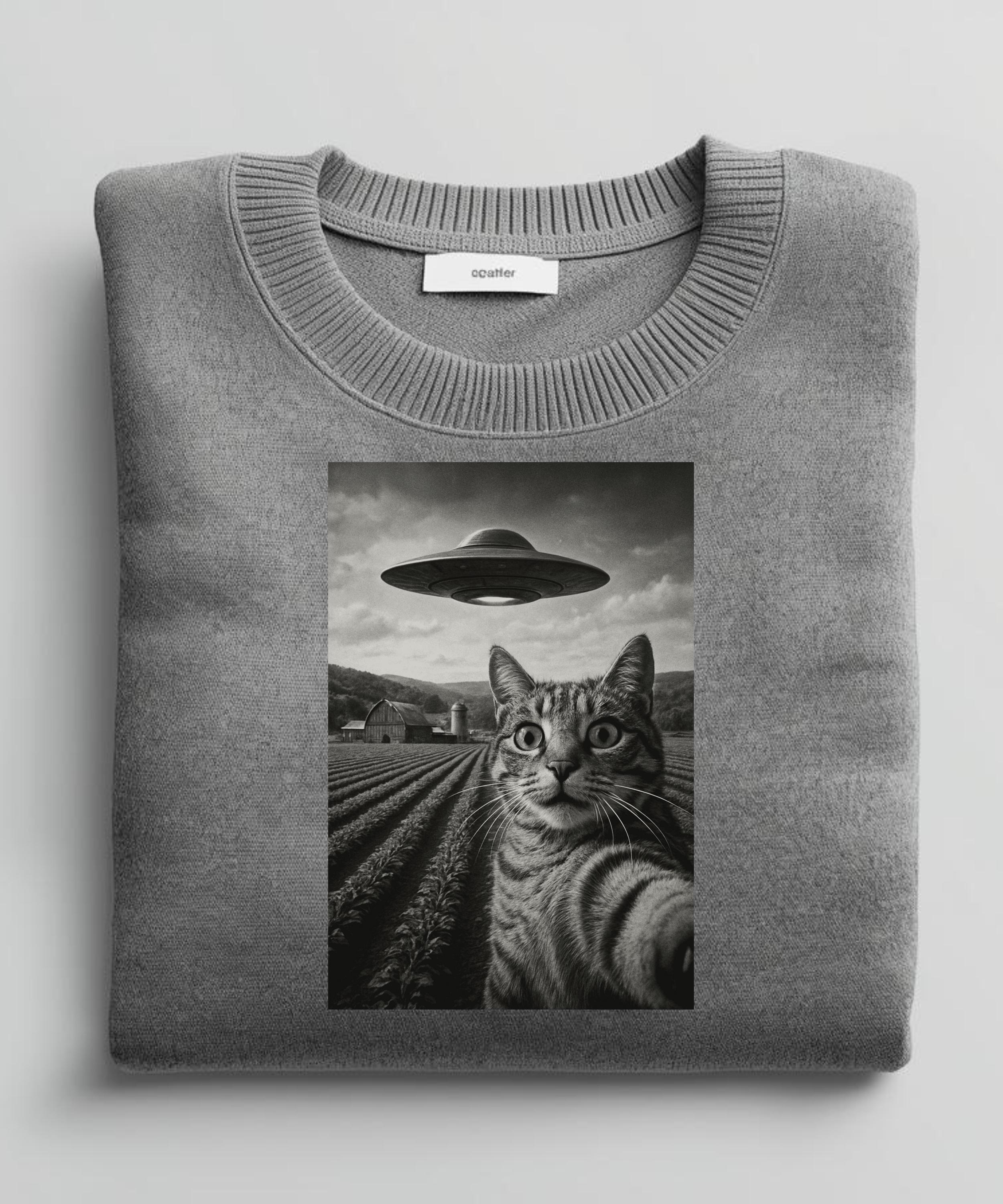Alien Cat PNG, UFO Cat Art, Surreal Cat Illustration, Sci Fi Farm Cat ...