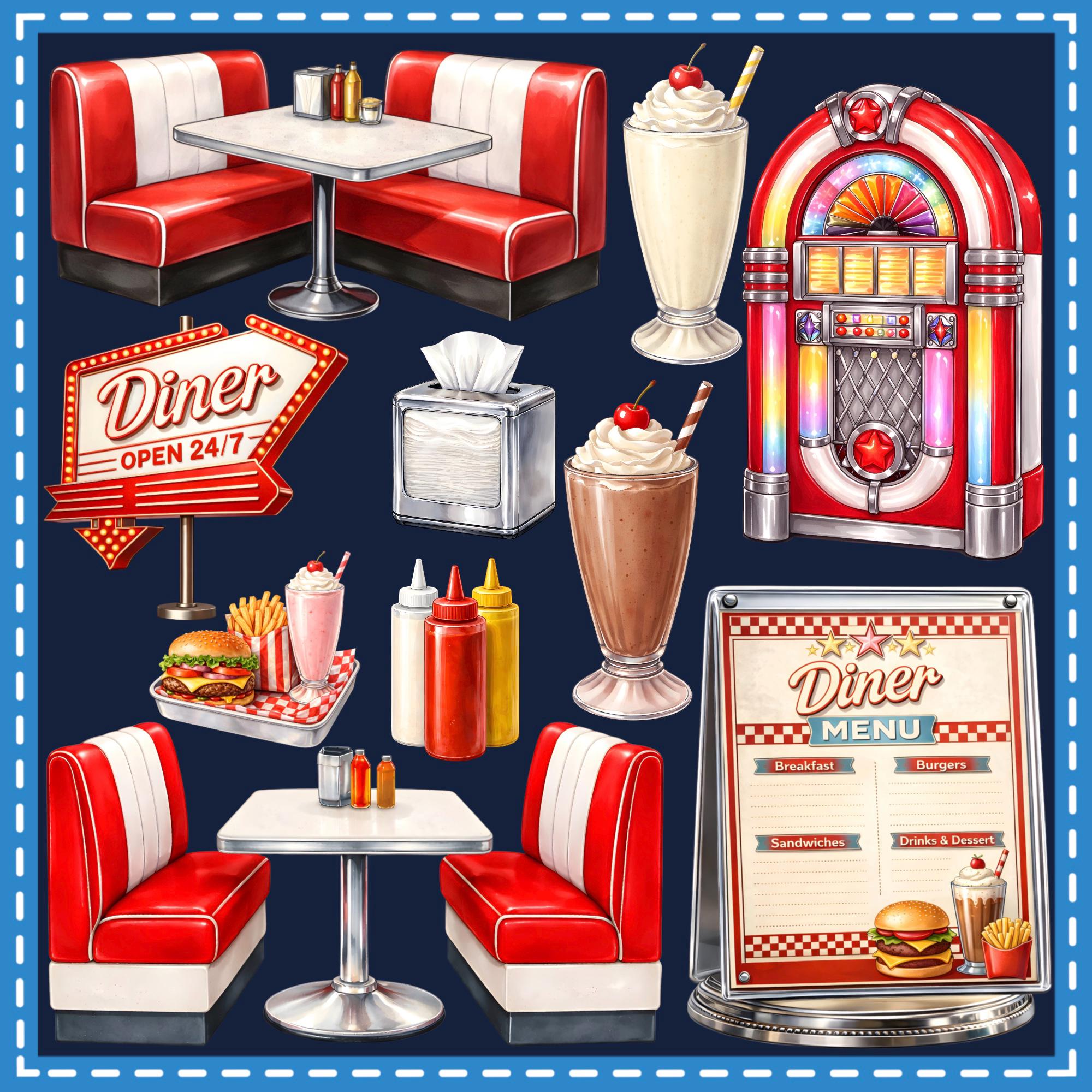 American Diner Clipart 40 PNG, Greeting Card, Pastel Graphic, Cross ...