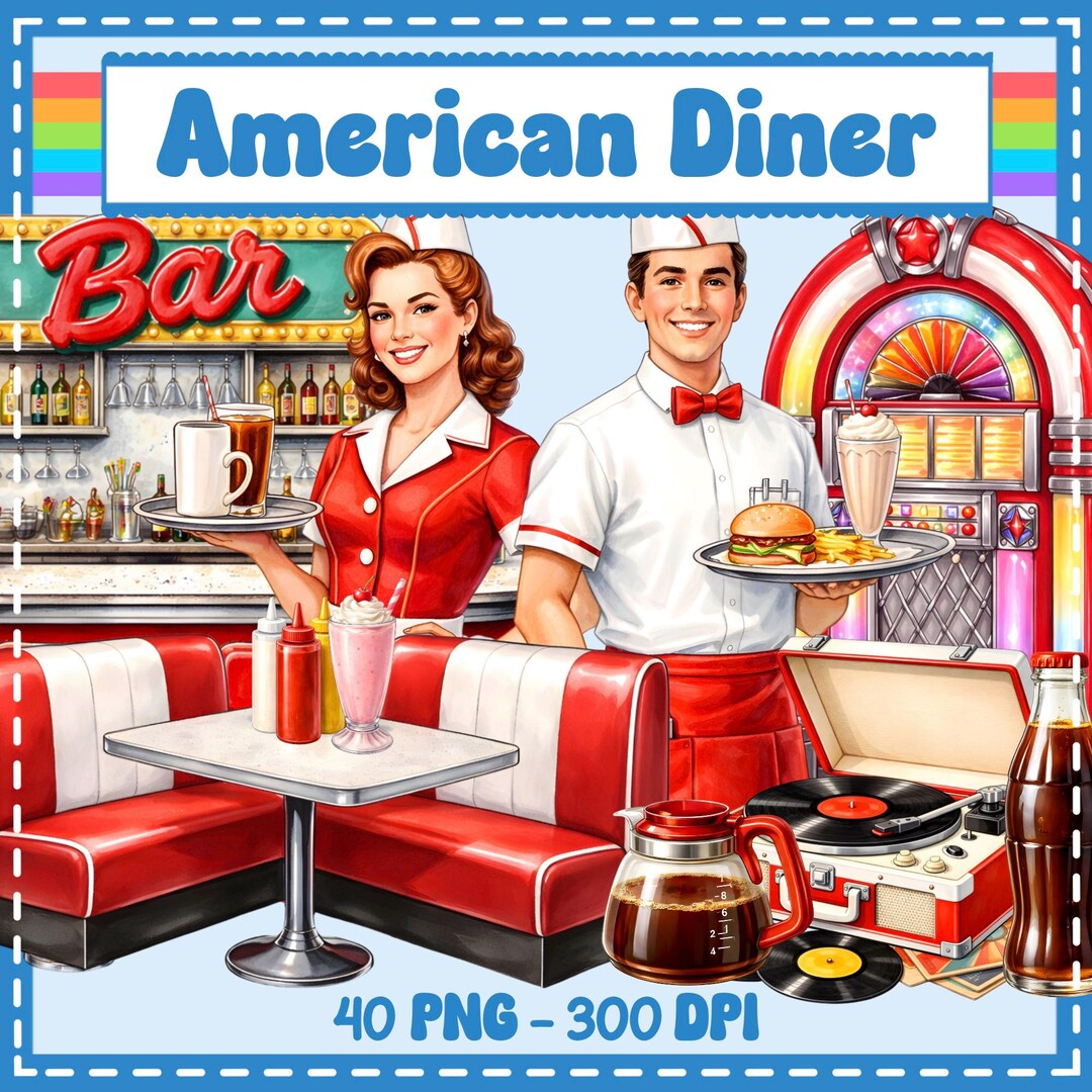 American Diner Clipart 40 PNG, Greeting Card, Pastel Graphic, Cross ...
