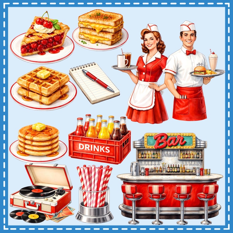 American Diner Clipart 40 PNG, Greeting Card, Pastel Graphic, Cross ...