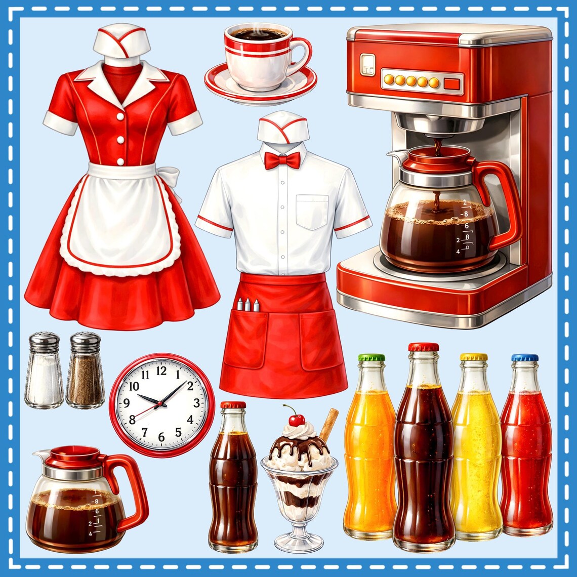 American Diner Clipart 40 PNG, Greeting Card, Pastel Graphic, Cross ...