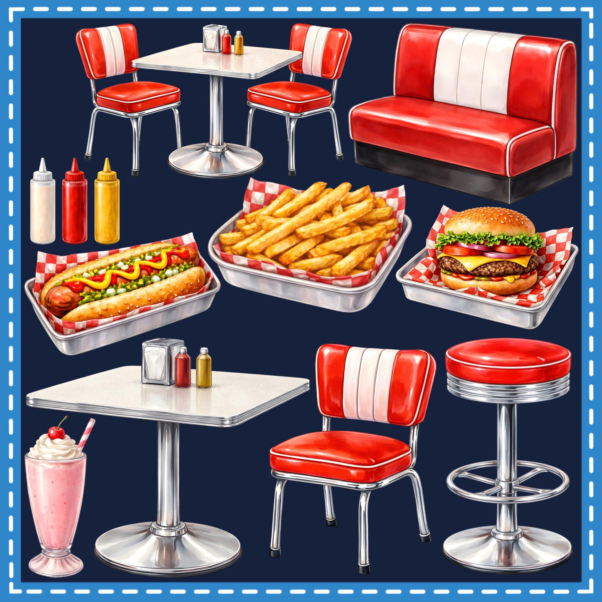 American Diner Clipart 40 PNG, Greeting Card, Pastel Graphic, Cross ...