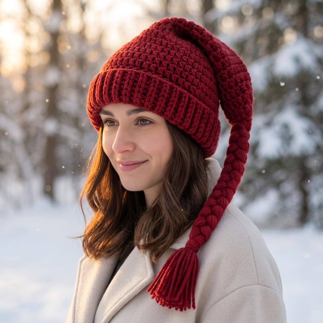 Ice Hat Pattern Melt the Ice Hat Crochet Pattern, Crochet Beanie With Braided Tassel ...