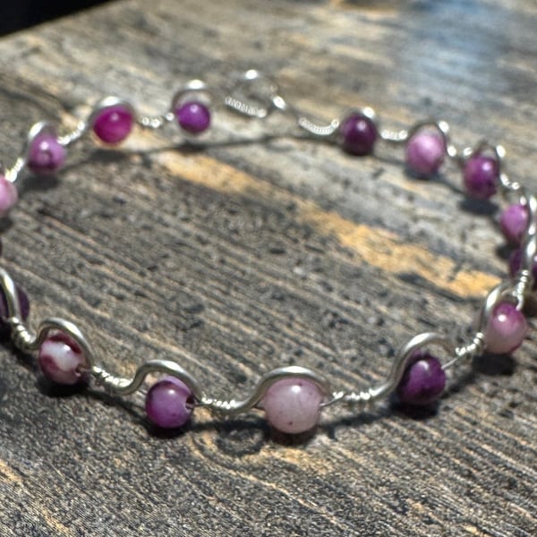 Handmade Sugilite Bracelet, Purple Gemstone Wire Wrapped, Crystal Healing Jewelry