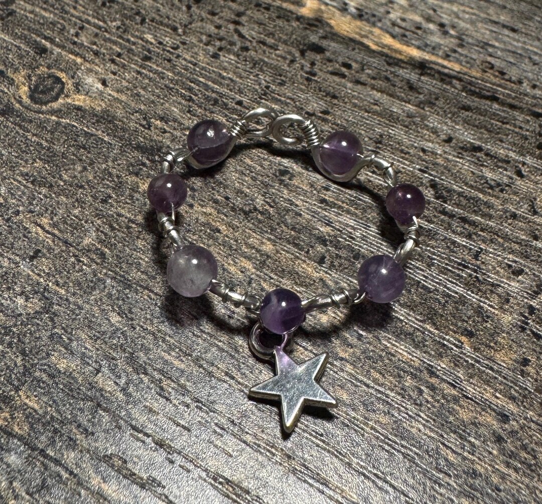 Amethyst Wave Genuine Amethyst With Star Wave Ring - Etsy