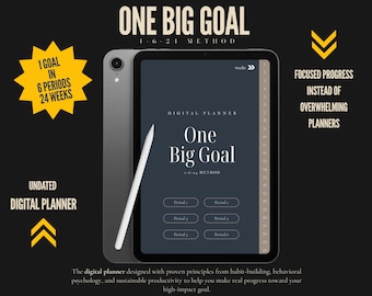 Digital Planner for iPad | Goal Planner | Undated Productivity Planner | 24 Week Focus System | GoodNotes Planner