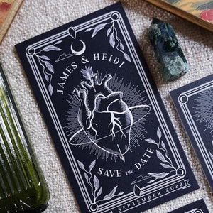 Carte de tarot "Retenez cette date" en forme de coeur, carte "Retenez cette date" personnalisée pour mariage et événements