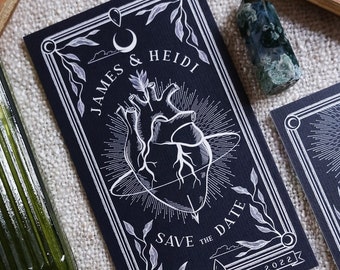 Heart Tarot Card Save the Date, Personalised Save the Date card for Wedding & Events