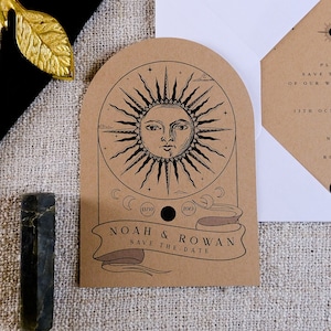 Réservez cette date, style tarot du soleil, réservez une date unique, carte réservez une date, mariage fortuné, mariage rustique