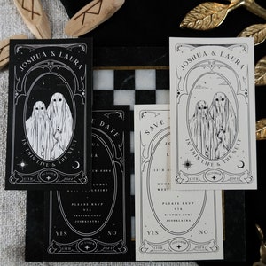 Unique Ghost Tarot Card Save the Date 'In This Life And The Next', Personalised Save the Date card for Wedding & Events