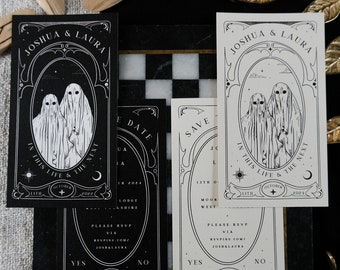 Unique Ghost Tarot Card Save the Date 'In This Life And The Next', Personalised Save the Date card for Wedding & Events