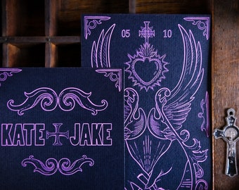 Unique Romantic Gothic Save the Date, Personalised Save the Date card for Wedding & Events