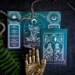 Faire-part de mariage avec tarot impératrice et empereur, carte d'invitation personnalisée pour mariage et événements d'Halloween