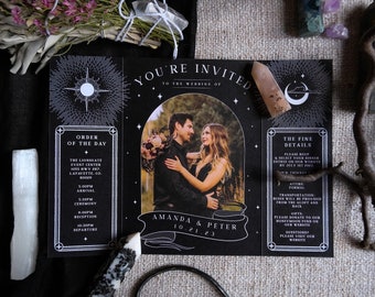 Unique Tarot Card Ouija Wedding Invitation 'Til Death Do Us Part', Personalised with Photo Invite card for Wedding & Halloween Events