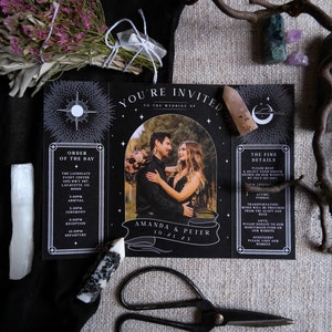 Unique Tarot Card Ouija Wedding Invitation 'Til Death Do Us Part', Personalised with Photo Invite card for Wedding & Halloween Events