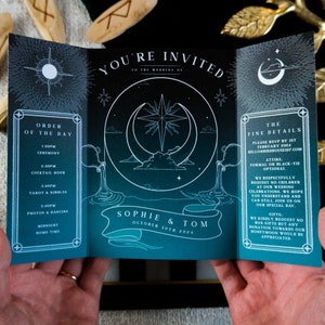 Unique Tarot Ouija Wedding Invitation 'The Star' Tarot, Personalised Invitation card for Wedding & Halloween Events