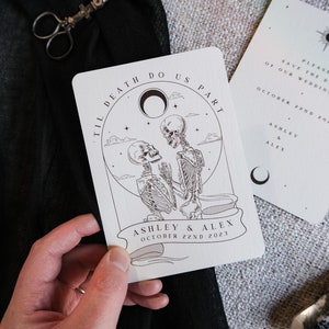 Carte de tarot unique "Retenez cette date", les amoureux « jusqu'à ce que la mort nous sépare », carte "Retenez cette date" personnalisée pour mariage et événements