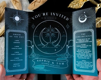 Unique Tarot Ouija Wedding Invitation 'The Star' Tarot, Personalised Invitation card for Wedding & Halloween Events