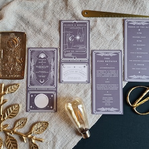Faire-part carte de tarot unique, carte RSVP d'invitation personnalisée pour mariage et événements