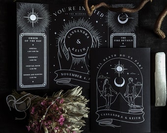 The Lovers Tarot Card Wedding Invitation, Tri-fold Invitations Inspired by Tarot Deck