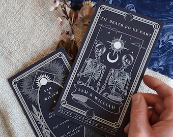 Unique Tarot Card Save the Date &#39;Til Death Do Us Part&#39;, Personalised Save the Date card for Wedding & Events