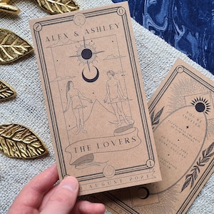 Carte de tarot unique "Retenez cette date" THE LOVERS, carte "Retenez cette date" personnalisée pour mariage et événements