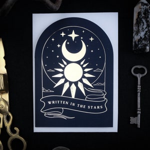 Carte de voeux dorée Soleil et lune - Carte de voeux de mariage gothique