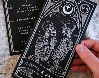 Unique Tarot Card Save the Date &#39;Til Death Do Us Part&#39;, Personalised Save the Date card for Wedding & Events