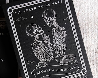 Unique Tarot Card 'Til Death Do Us Part' Invitation, Personalised Invitation RSVP card for Wedding & Events