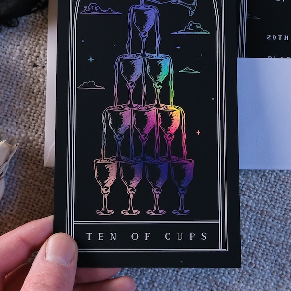 Foiled 'Ten of Cups' Save the Date, Personalised Tarot Card Save the Date card for Wedding & Events