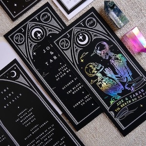 Unique Foiled Tarot Card Invitation Suite 'Til Death Do Us Part', Personalised 3 piece set for Wedding & Events image 4