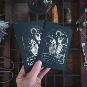 Skeleton Lovers Livres de vœux en feuille d'or - Livre de vœux de mariage gothique