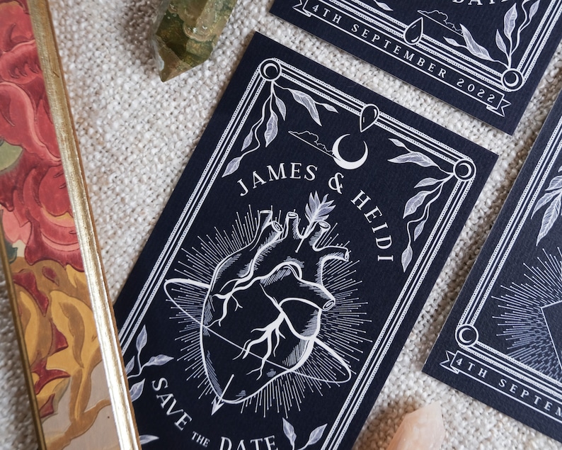 Heart Tarot Card Save the Date, Personalised Save the Date card for Wedding & Events image 6