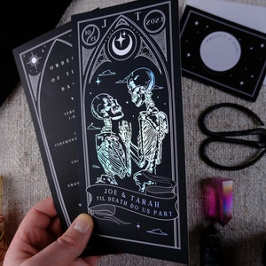 Unique Foiled Tarot Card Invitation Suite 'Til Death Do Us Part', Personalised 3 piece set for Wedding & Events image 8